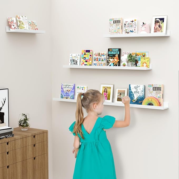 Floating Shelves for Wall, 16 inch Wood Floating Shelves Set of 2, Picture - Image 5