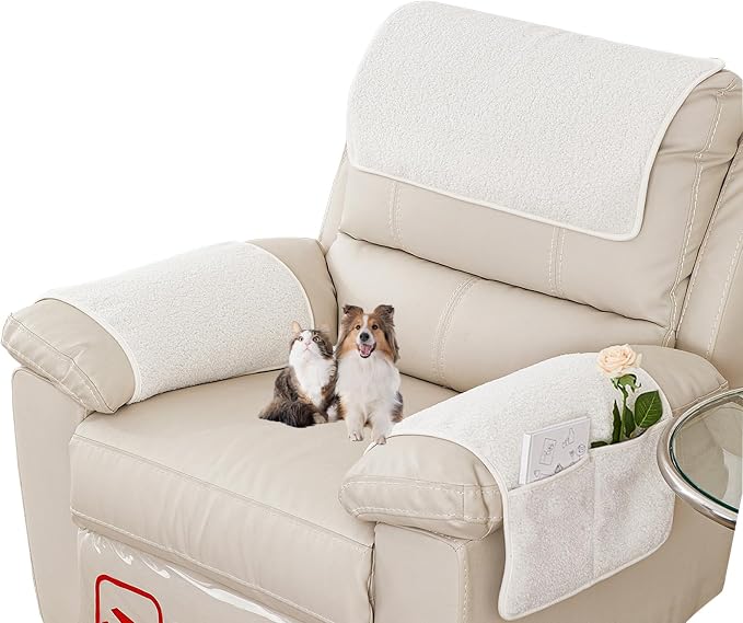 Armrest Covers - Arm Chair Covers Set of 3 Recliner Chair Covers, by Obliqwin
