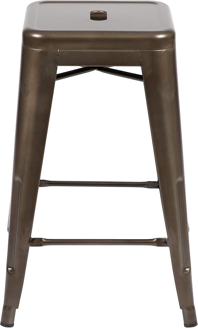 Flash Furniture Lily 24" High Metal Counter-Height, Indoor Bar Stool in Gun - Image 4