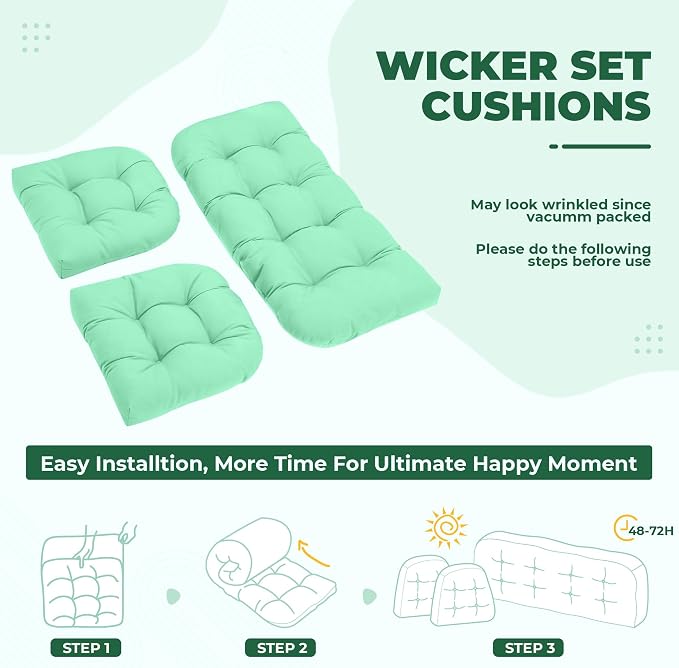 DANGHOOGY Wicker Chair Cushions, Waterproof Outdoor Loveseat Cushions - Image 6