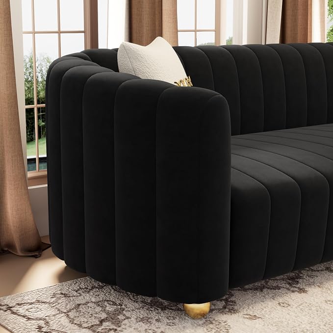 KEAI 83.46" Velvet Couch for Living Room Large Modern Sofa - Image 3