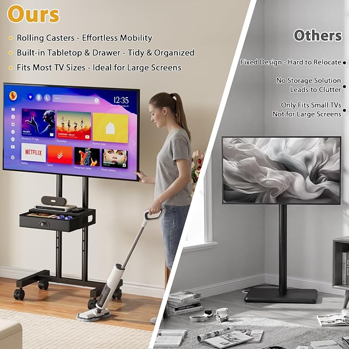 Hayexiha Rolling TV Stand with Drawer - Image 9