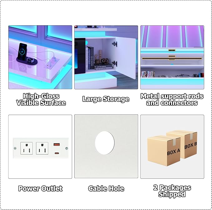 chartustriable 81IN LED TV Stands w/50 inch Fireplace Power Outlet - Image 8