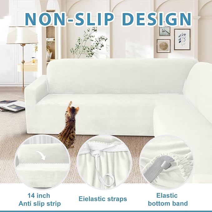 HDCAXKJ Corner Sectional Couch Covers Velvet Stretch L Shape Sofa Cover Soft - Image 4