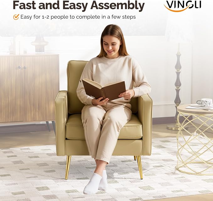 VINGLI Modern PU Leather Accent Chair, Single Sofa Chair - Image 6