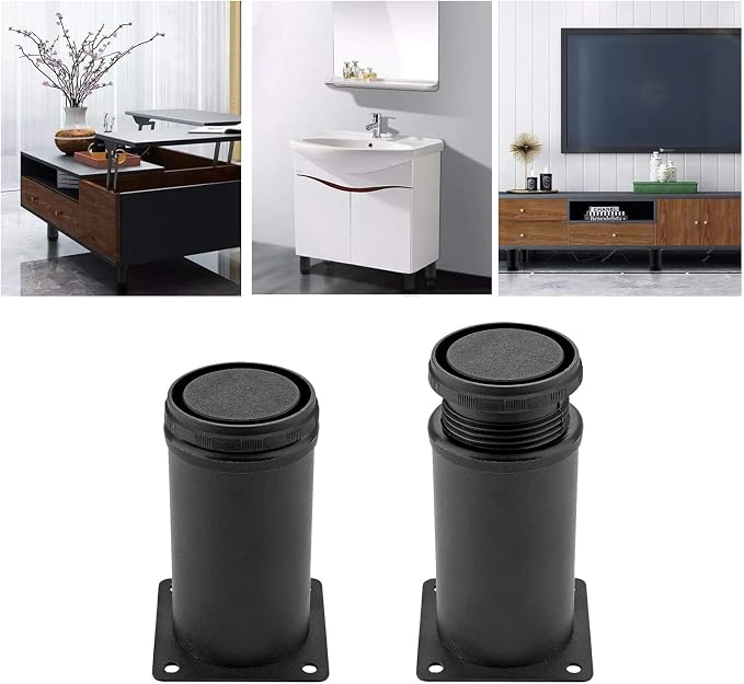 Set of 4 Stainless Steel Furniture Legs 4 Inch, Adjustable Round Cabinet Legs - Image 6