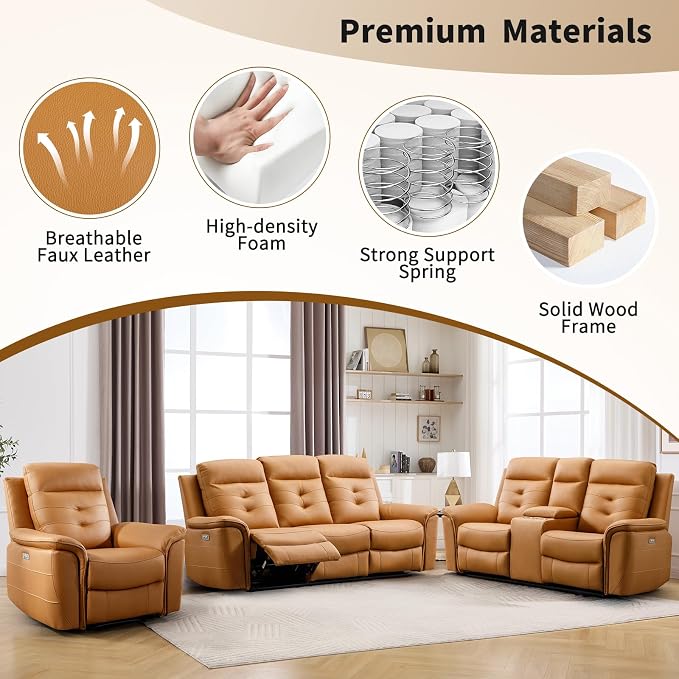 ANJ 2-Piece Faux Leather Power Recliner Sofa Set - Image 7