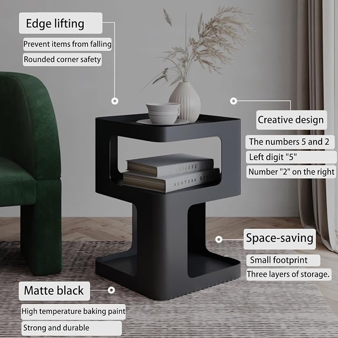 Modern Metal Side Table with Storage, Small End Table - Image 9