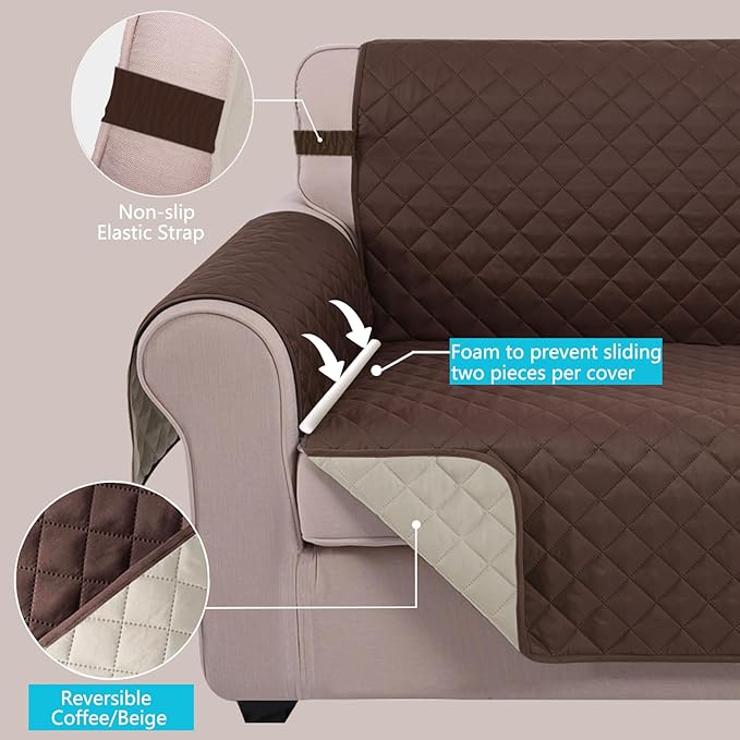U-NICE HOME Recliner Chair Covers Reversible Quilted Water Repellent Pet - Image 3
