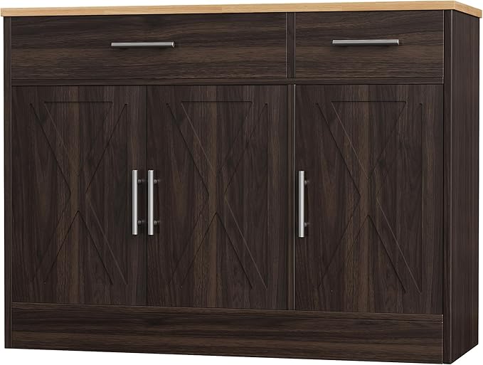 Shintenchi Modern Farmhouse Sideboard Buffet Cabinet, Barn Doors Buffet Cabinet by Shintenchi%7CFurnitureMadeforRealLife