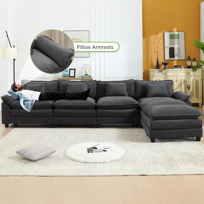 Oprisen 154" Modular Sectional Sofa, Comfy Cloud Couch Sectional Sofa - Image 5