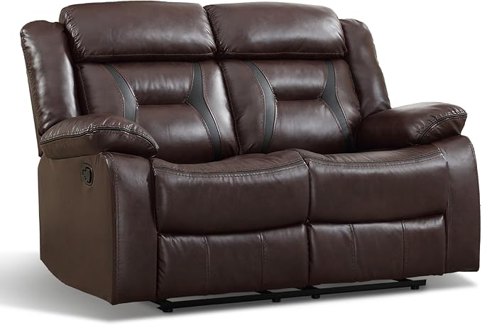 EBELLO Manual Faux Leather Loveseat Recliner, 2 Seat Reclining Sofa Chair - Image 7