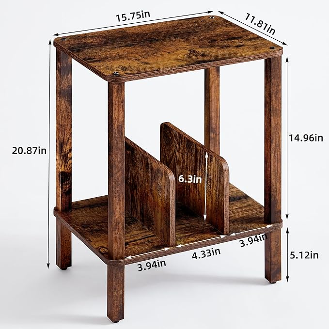 LELELINKY 2-Tier Bamboo Record Player Stand Set of 2 - Image 2
