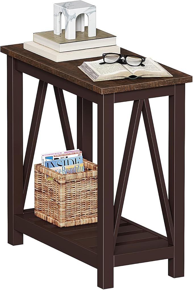 ChooChoo Farmhouse End Table, Rustic Vintage Narrow End Side Table by ChooChoo