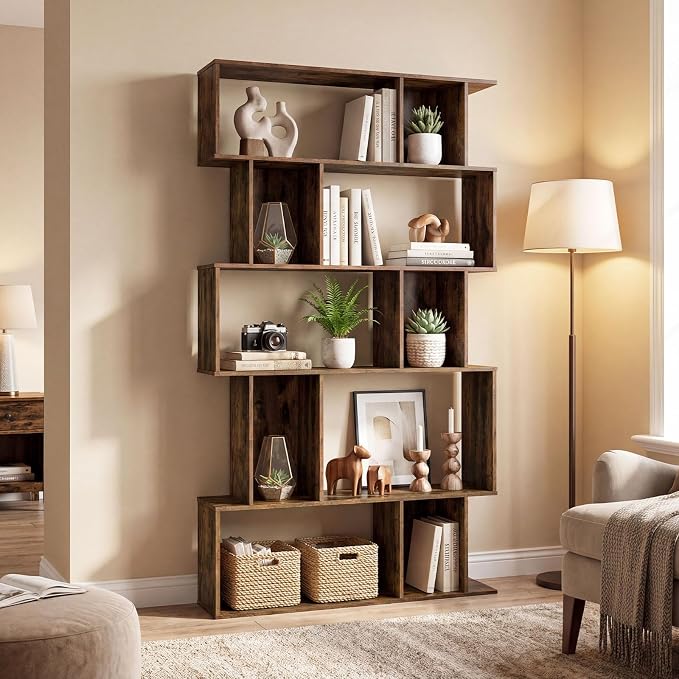 Giantex 5-Tier Bookshelves Set of 2, 10-Cube Geometric Bookcase - Image 9