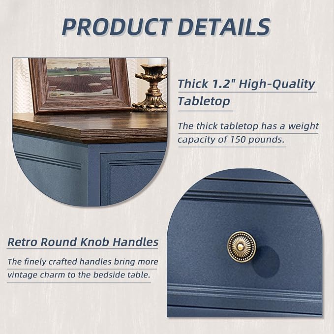 Joaxswe 24" Wide Farmhouse Night Stand, Large End Table - Image 6