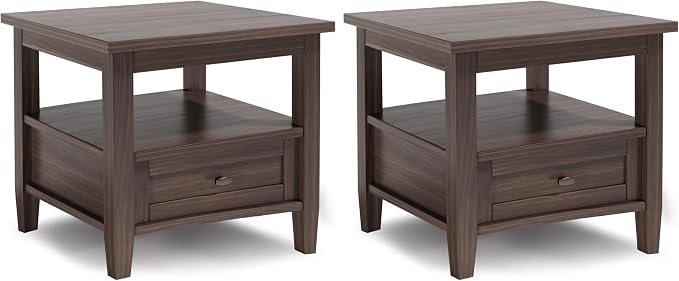 SIMPLIHOME Warm Shaker Solid Wood 20 inch Wide Transitional-Style End Tables in by SimpliHome