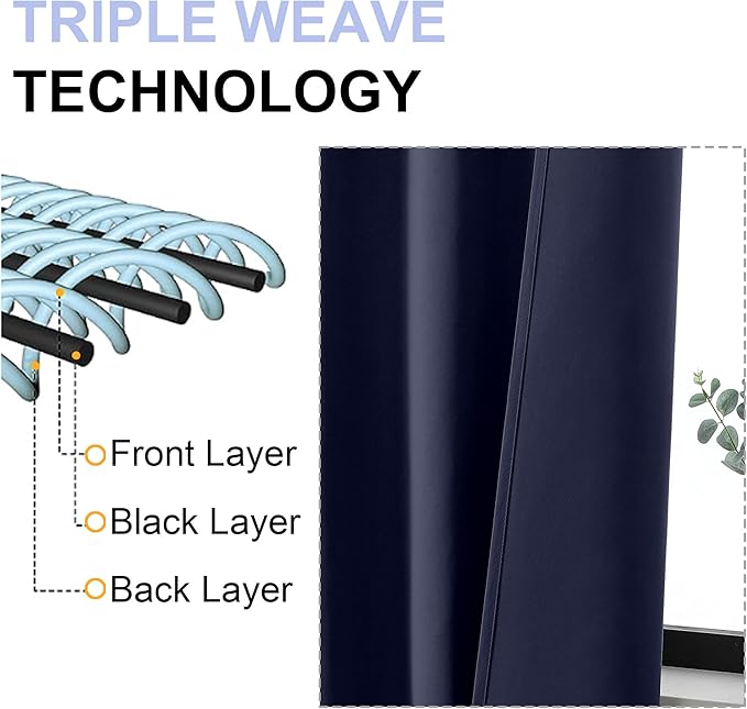 Simplebrand Ava Navy Blue Blackout Curtains - Image 4