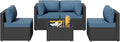 SUNLEI 5pcs Patio Furniture Sets Conversation Set, Low Back All-Weather Rattan by SUNLEI