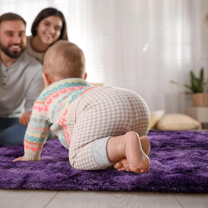 Goideal Fluffy Rug for Bedroom Living Room, 6x9 Purple Area Rugs, Faux Fur Shag - Image 5