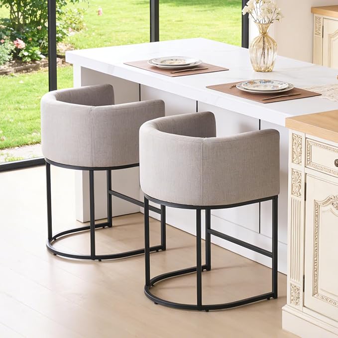 ClinQ 26" H Counter Height Bar Stools Set of 6, Modern Barrel Counter Stools - Image 7