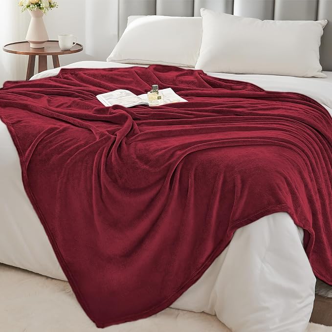 BEDELITE Fleece Blanket Twin Size Burgundy Throw Blankets - Image 6