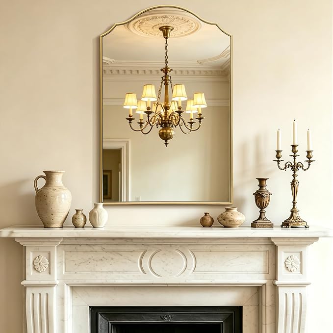 Besdomus Scalloped Gold Mirror for Bathroom: 24"x36" Minimalist Modern Arched - Image 5