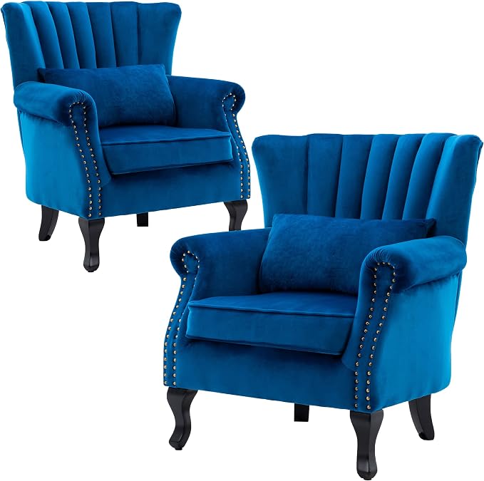 Accent Chairs Set of 2 with Arm Comfy Living Room Chair Mid-Century Modern by DMFurniture