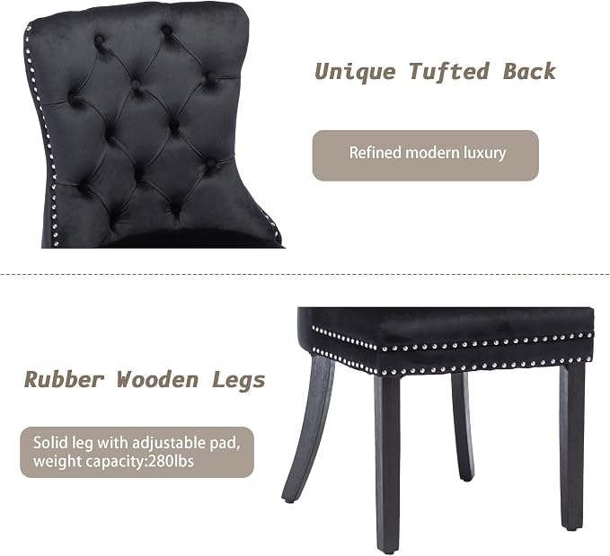 KCC Velvet Dining Chairs Set of 6, Upholstered High-end Tufted Dining Room Chair - Image 7