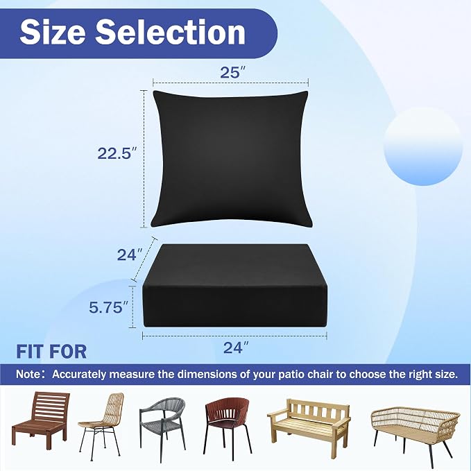 IASEAHK Outdoor Seat Cushion Set, Waterproof & Fade Resistant Patio Chair - Image 2