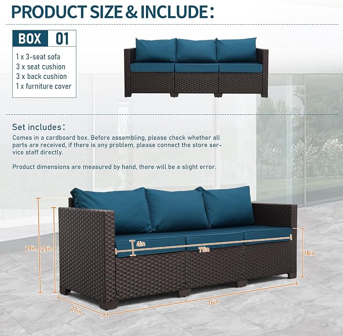 Rattan Star Outdoor Couch 3 Seater Sofa Outdoor Furniture Deep Seat High - Image 2