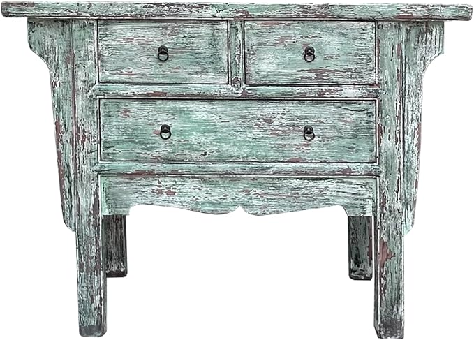 Vintage Distressed Pastel Green Marks Drawers Credenza Side Table Cabinet by ORIENTLIVING