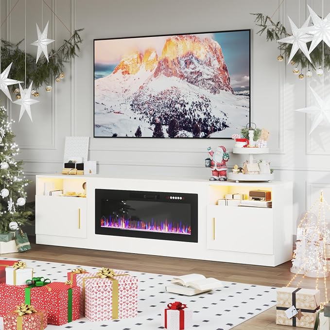 PRETZI Fireplace TV Stand with 36" Fireplace Up to 90" TVs, Remote Control - Image 6