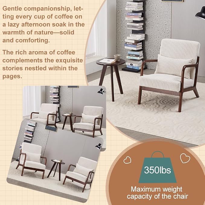 Mid-Century Modern Accent Chair & Coffee Table Set, Vintage Luxury 2-Piece - Image 6