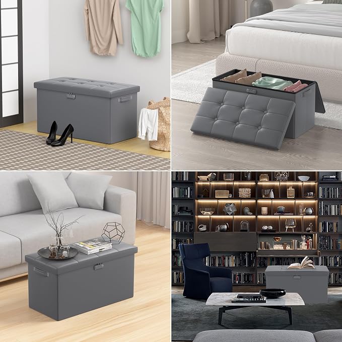 ENGPOW Storage Ottoman Bench, Fireproof Folding Bench - Image 4