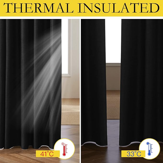 NICETOWN Black Out Linen Curtains, Complete Blackout Shades - Image 4