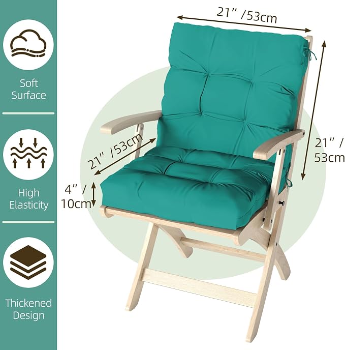 Outdoor Chair Cushion, High Back Soft Seat Pad - Image 9