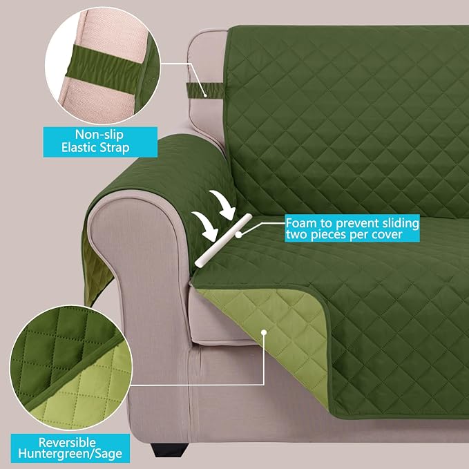 U-NICE HOME Recliner Chair Covers Reversible Quilted Water Repellent Pet - Image 3
