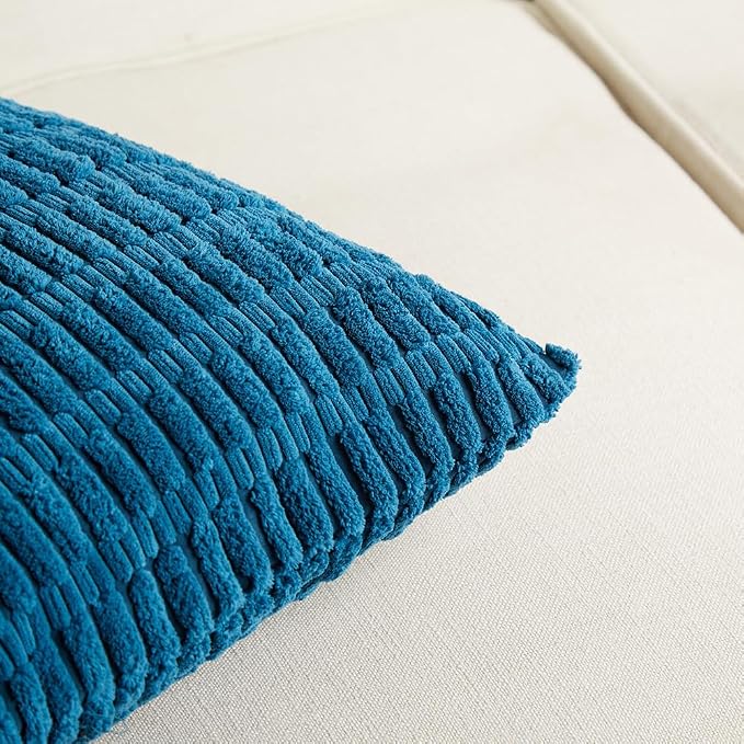 Fancy Homi 4 Packs Teal Decorative Throw Pillow Covers 22x22 Inch - Image 4