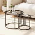 Garden 4 you Nesting Coffee Table, 23.6" Round Coffee Table Set of 2, Glass by Garden4you