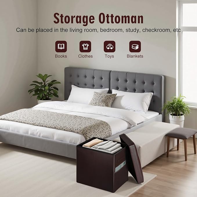 Storage Ottoman, Slim Tall Foot Stool - Image 5