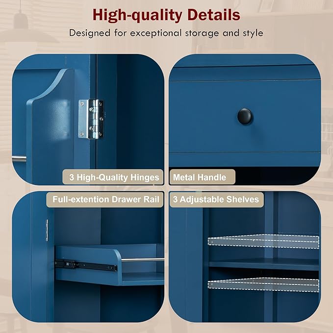 74.8''H High Freestanding Kitchen Pantry, Wooden Kitchen Organizers Cupboard - Image 7