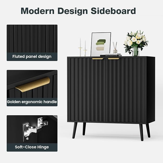 Vrullu Modern Storage Cabinet, Wood Accent Cabinet - Image 5