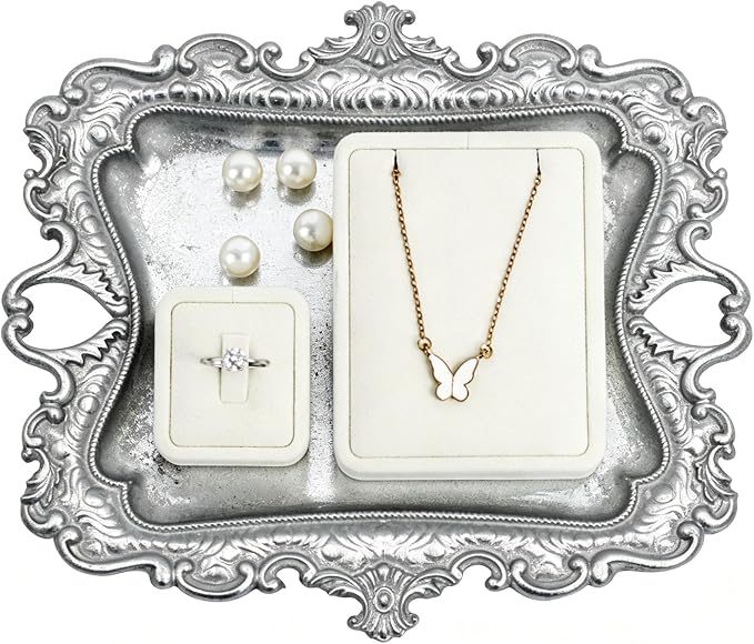 Funly mee 8 x 7 inches Antique Trinket Dish Vintage Jewelry Tray, Ring Holder by Funly+mee