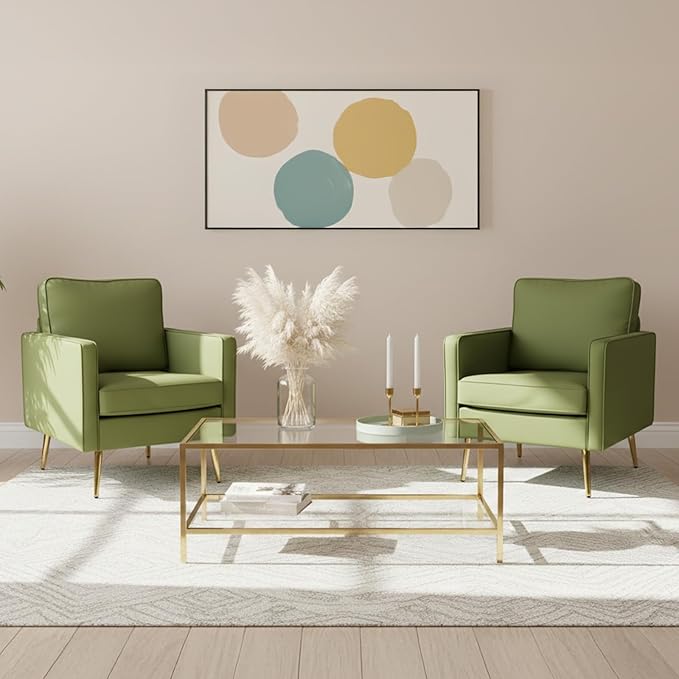 VINGLI Modern PU Leather Accent Chairs Set of 2, Single Sofa Chair by VINGLI