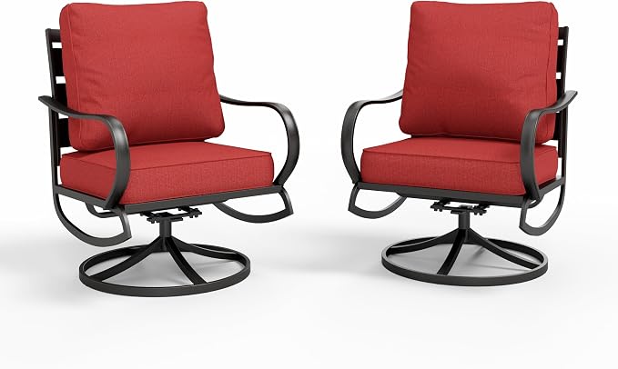 Sophia & William 2 Pieces Patio Furniture Sets Metal Sofa Chairs Patio Cushion by SophiaWilliam