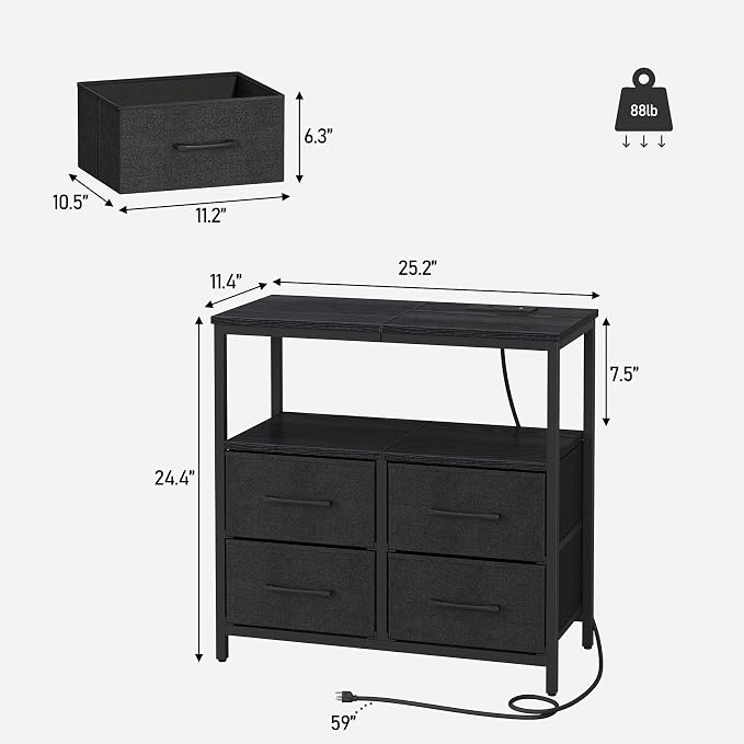 TUTOTAK Large Night Stand with Charging Station, Nightstand with USB and Type-C - Image 3