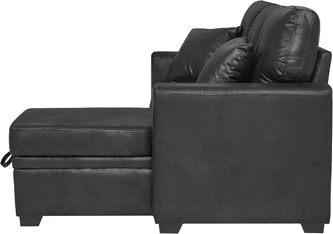 Eafurn Faux Leather Tufted Convertible Sleeper Sectional Sofa Bed, 3 Seater L - Image 3