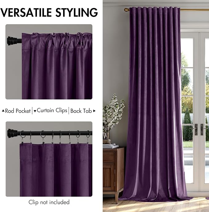 MIULEE Purple Velvet Curtains 84 inches - Image 2