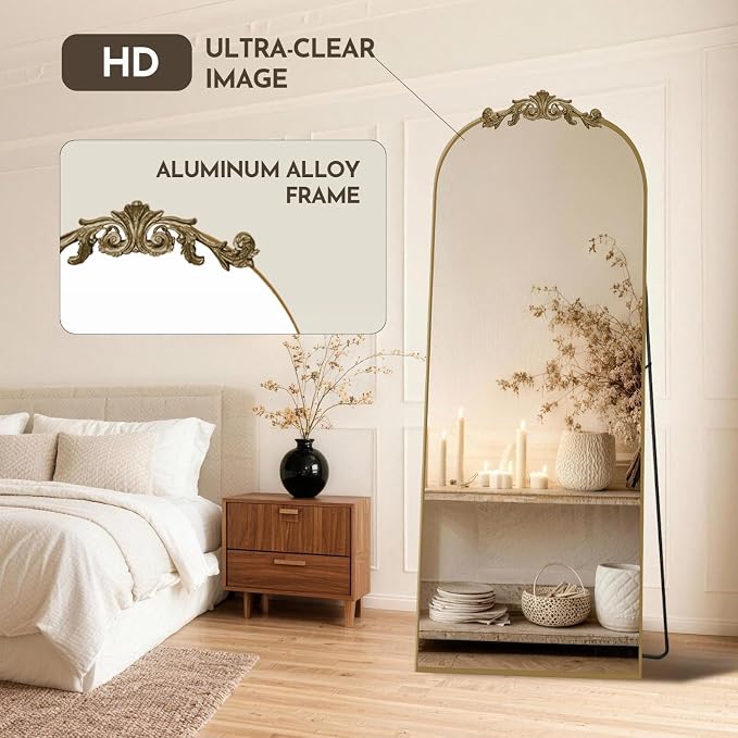 MISSDAY Vintage Baroque Full Length Mirror, Full Metal Frame Stand Up Retro - Image 7